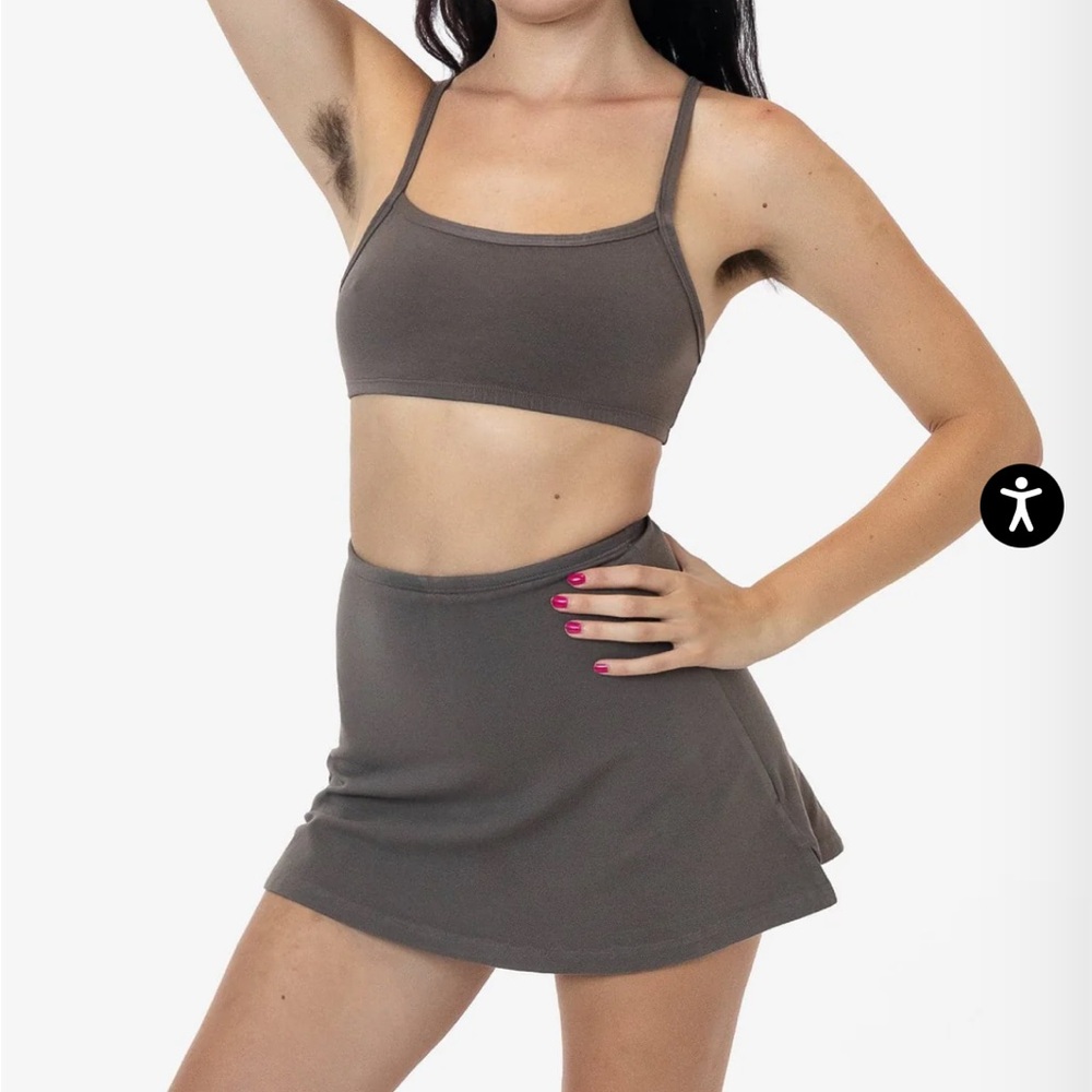 LOS ANGELES APPAREL GARMENT DYE CHEER SKORT FALCON GRAY BROWN